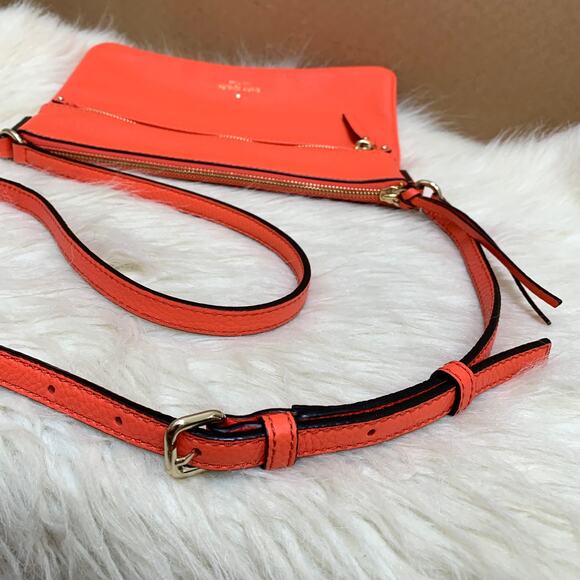 KATE SPADE New York Jackson St GABRIELE Pebbled Leather Crossbody in Warm Guava - Picture 5 of 16